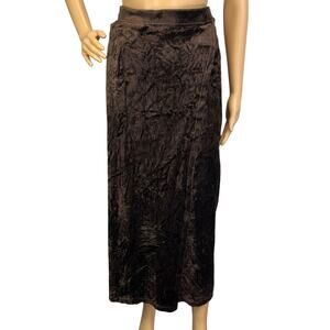 5074 Vintage Carole Little Saint Tropez West Velvet Wrap Midi Skirt Black  Large
